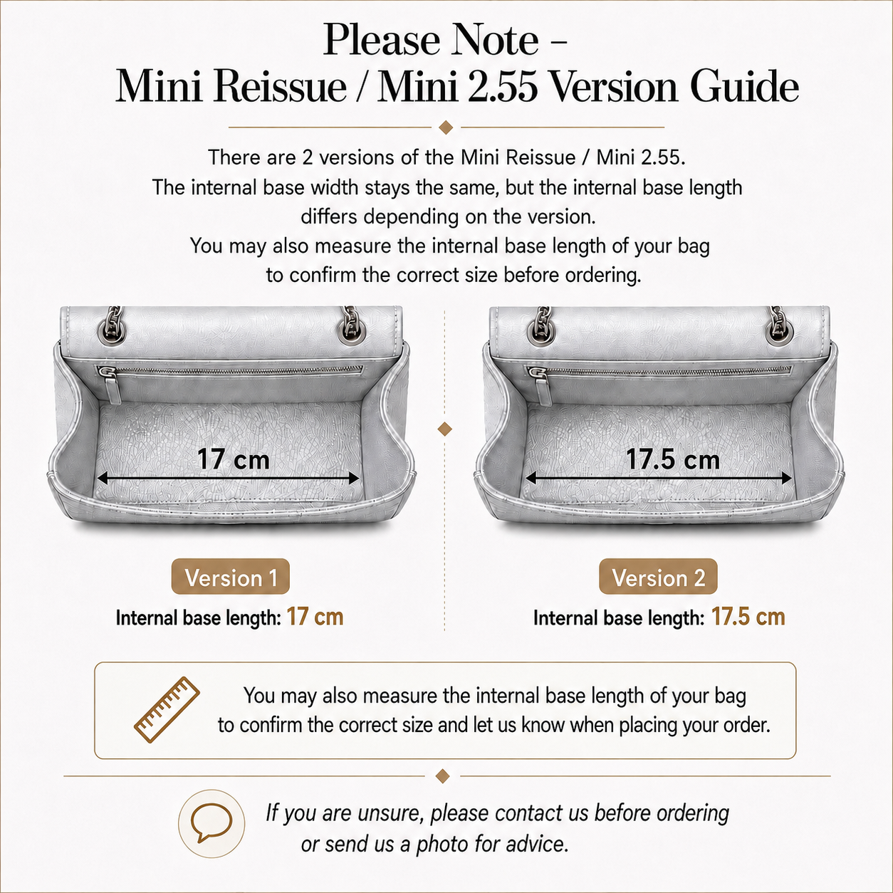 Base Shaper / Bag Insert Saver for CHANEL 2.55 Mini Reissue 224 Flap Bag