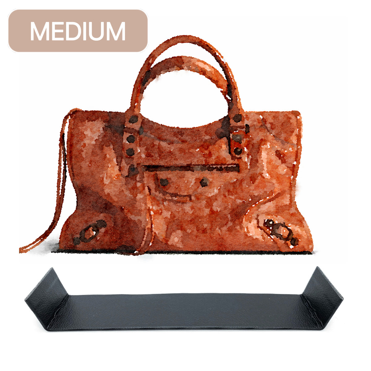 Base shaper for Balenciaga Classic City Medium positioned flat inside the handbag