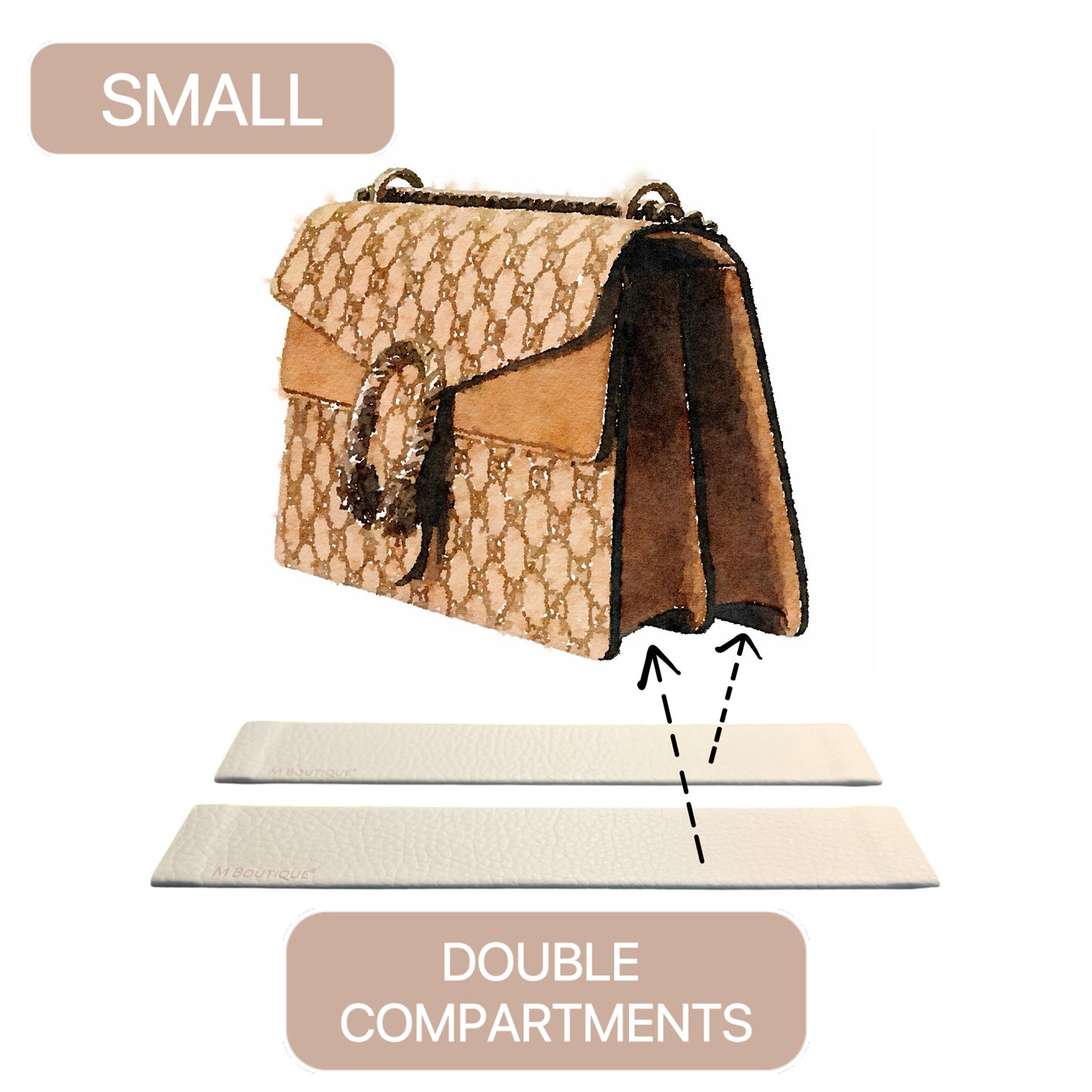 Base Shaper / Bag Insert Saver Shaper for GUCCI Dionysus Small Shoulder Bag (Double Compartments)