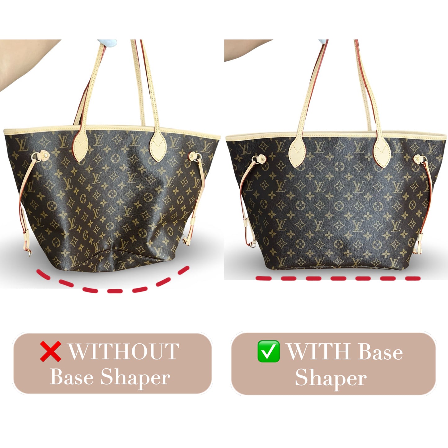 Base Shaper / Bag Insert Saver for Louis Vuitton Neverfull MM Tote Canvas Version