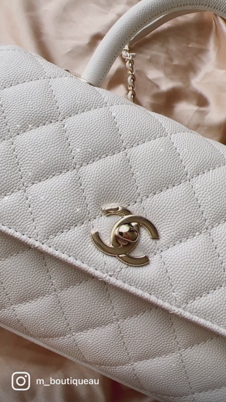 Chanel coco best sale handle iridescent white