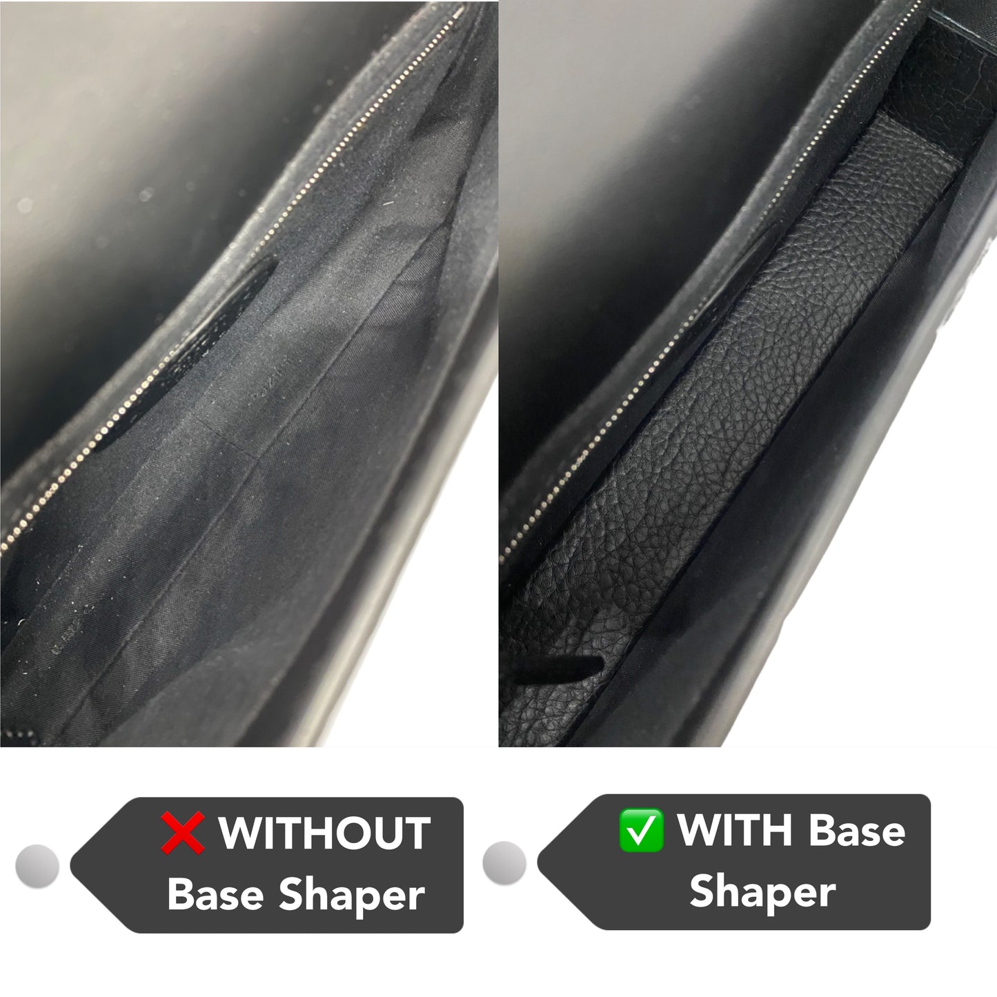 shape of bag without base shaper