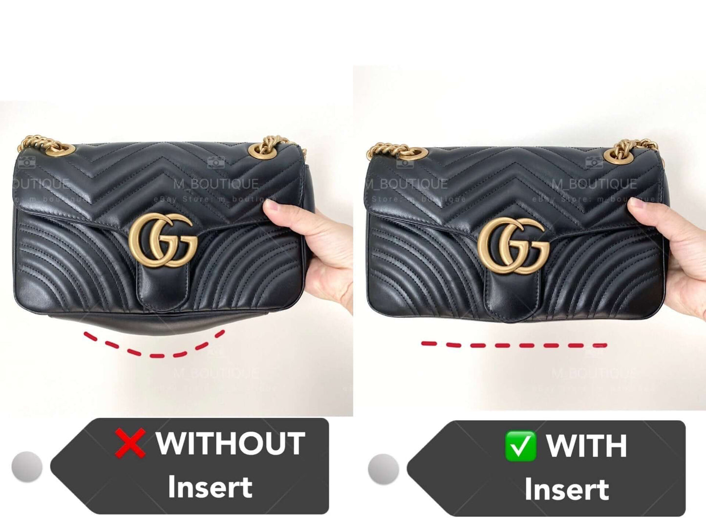 Base Shaper / Bag Insert Saver for GUCCI GG Marmont Small Matelassé Flap Bag